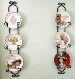 Vintage Avon Commemorative Plates On Metal Racks