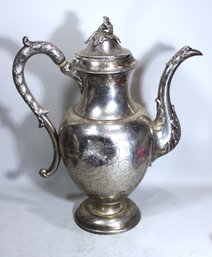 Victorian Silver Plate Coffee Pot W Flowers (has Dent)