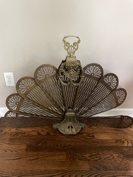 Vintage MCM Peacock Style Fireplace Screen