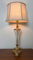 Opulent Radiance - Detailed Brass And Crystal Lamp (a)