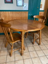 Round Wood Kitchen Table With Pair Of Chairs