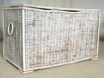 A Vintage Wicker Trunk Or Blanket Chest