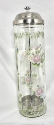 Vintage Pfaltzgraff Tea Rose Glass Straw Dispenser