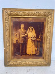 Antique Frame And Wedding Photo