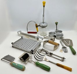 Over 12 Unusual Vintage Kitchen Tools: Nut Chopper, Egg Poacher, Slicers, Dough Cutters, Can Opener & More