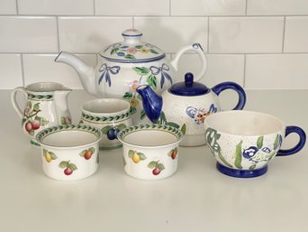 Herend Village Pottery Teapot, Nantucket Porcelain Tea Pot/Cup For One, Villeroy & Boch Ramekins And More
