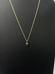 Delicate 14k Yellow Gold Diamond & Sapphire Necklace