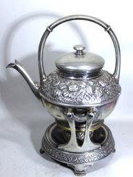 Silver Plate Victorian Kettle On Stand