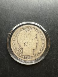 1905-S Silver Barber Half Dollar