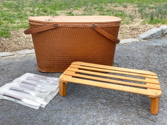 A Vintage Picnic Setup!  Basket And More Accessories.