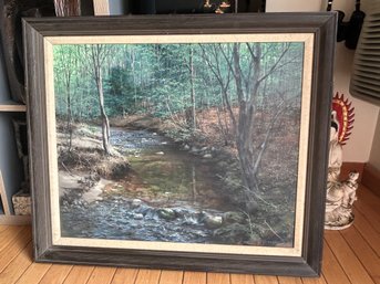 Vintage Signed KIJANKA Oil Painting- Forest Stream- Stunning Composition