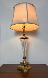 Brass And Crystal Lamp With Detailed Carvings (b)
