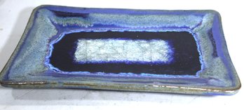 Contemporary Art Pottery Glazed Tray In Blue