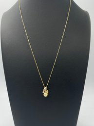 Elegant 14k Yellow Gold & Single White Pearl Pendant Necklace