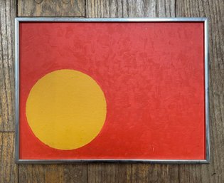 Framed Modernist Orange And Yellow Painting - Oil On Board