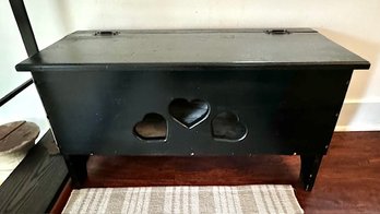 Vintage Black Painted Heart Storage Chest