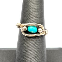 Vintage Turquoise Color Artisan Ring, Size 6.75