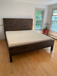 Wood Queen Bed 79x88 Headboard 55.5in Floor To To 3in Thick Memory Foam Mattress 75x79