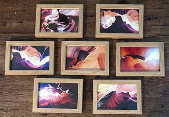 7 Fun & Vibrant Pink Toned Photographs Of Lower Antelope Canyon In Arizona In Wood Grain Frames        LR