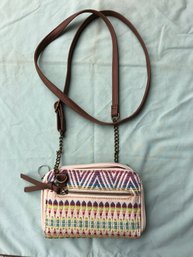 Lightly Used No Boundaries Tribal Weave Cloth Handbag Purse