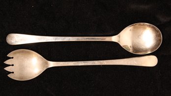 SET OF ANTIQUE 2 SHEFFIELD SILVER PLATED SALAD SERVING FORKS