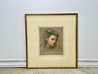 William Schultz 'Head Study Of A Model' Framed Pastel On Paper