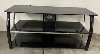 Contemporary 44' T.V. Stand With Smoked Glass Shelves