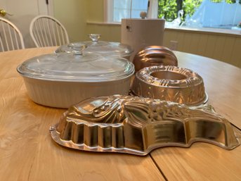 Vinyl White Ice Bucket Pyrex Casserole And Copper Molds