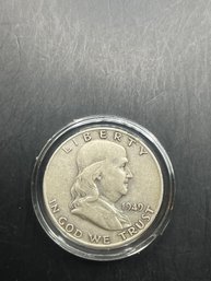 1949-D Benjamin Franklin Silver Half Dollar