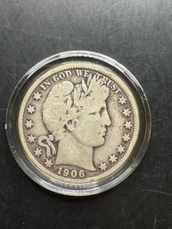 1906 Silver Barber Half Dollar