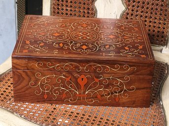 Spectacular French Antique Jewelry Box - Fitted Interior - Three Sections - All Inlaid - Very Well Made Piece