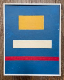 Framed Modernist Four Color Painting - Oil On Board