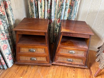 Pair Pyramid Wicker End Tables