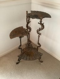 STUNNING ORNATE HEAVY BRASS/COPPER FANNED PLANT STAND