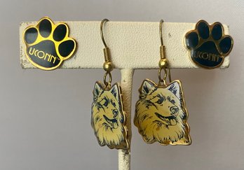 Two Pairs Of UCONN Husky Earrings