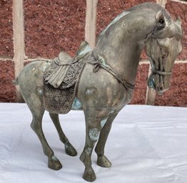 Large Vintage CHINESE Brass War Horse Sculpture