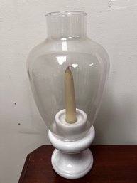 Marble And Glass Hurricane Candle Holder