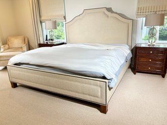 Elegant King Size Upholstered Bedstead