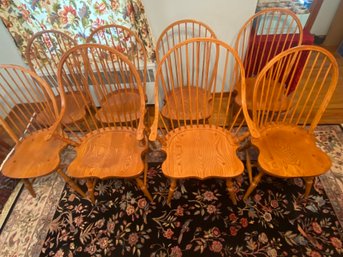 Set Of 8 Tom Seeley Furniture Windsor Style Dining Chairs Sturdy