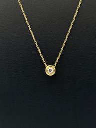 Elegant Solitaire Diamond Necklace In 14k Yellow Gold