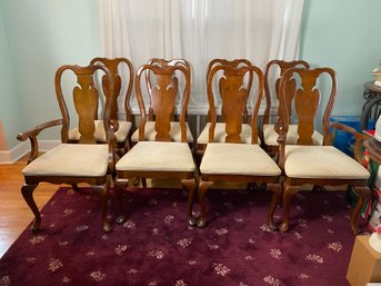 Set 8 Cherry Queen Anne Dining Chairs