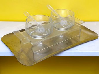 Fab Vintage Lucite Jam Pots On Two Trays