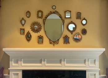 An Entire Wall Of Gilt Mirrors Over Fireplace
