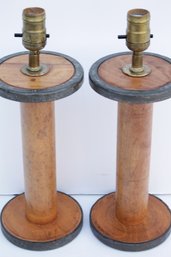 PAIR OF VINTAGE SPOOL LAMPS BY URBAN OUTFITTERS