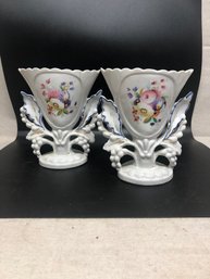 2 Victorian Porcelain Spill Vases