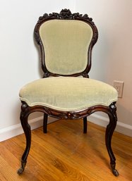 Beautiful Ornately Carved Victorian Style Chair With Casters