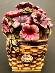 Vintage Harmony Kingdom - Longaberger Petunia Basket - May Series 5th - 3 X 3 X 4 H - Sherman Drackett - Resin
