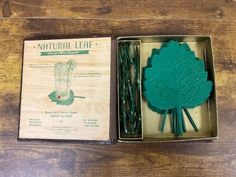 Vintage Natural Leaf Coaster/Mixer Ensemble With Original Box