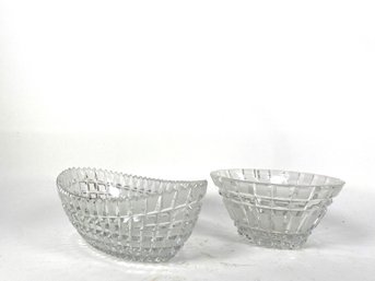 Mixed Pair - Magnificent Cut Crystal Oval Bowls