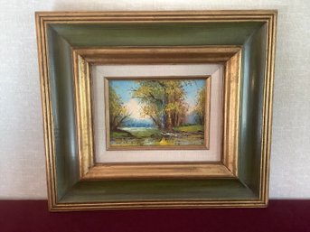 Oil Painting Of A Tree By The Lake Landscape Art